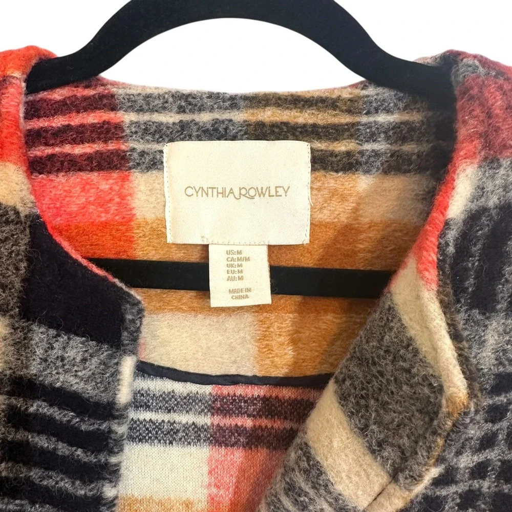 Cynthia Rowley Plaid Boucle‎ Wool Blend Duster Long Coat Jacket Womens Medium - Picture 11 of 12